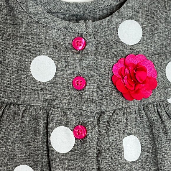 Carters Baby Girls 3M Dress & Cardigan Set Pink Gray Polka Dot Outfit - Picture 7 of 9